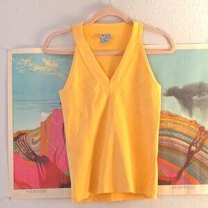 Worth Women's Yellow Vintage Halter Style Cotton Stretchy Tank Top Size Small